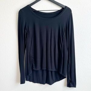 Zyia Black High Low Stretchy Long Sleeve Active Wear Top Women’s Size Large